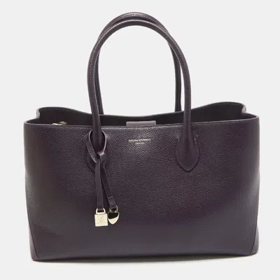 Aspinal Of London Pebbled Leather London Tote In Purple
