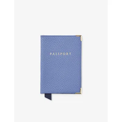 Aspinal Of London Capri Blue Plain Leather Passport Cover