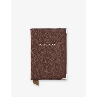 Aspinal Of London Tobacco Plain Leather Passport Cover In Brown