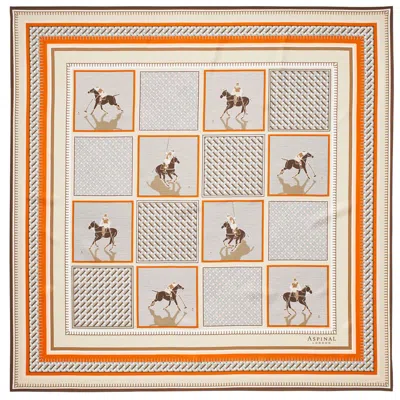 Aspinal Of London Polo Silk Scarf In Multi