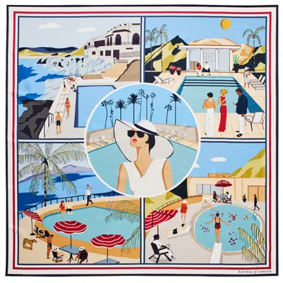 Aspinal Of London Poolside Silk Scarf In Multi