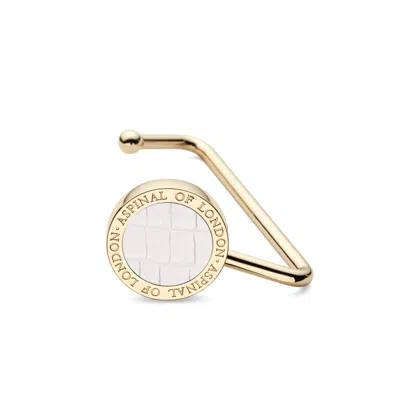 Aspinal Of London Purse Hook In Deep Shine Chalk White Small Croc In Orange