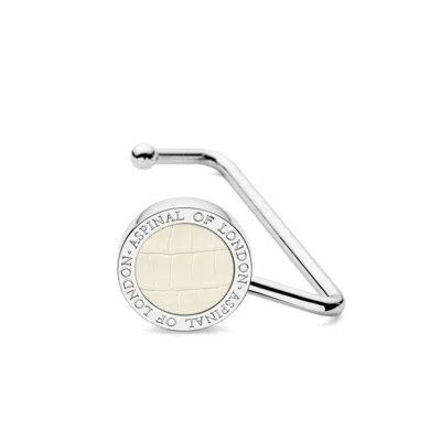 Aspinal Of London Purse Hook In Deep Shine Ivory Small Croc In Blue