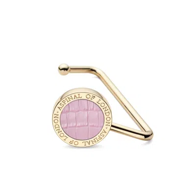 Aspinal Of London Purse Hook In Deep Shine Powder Lilac Small Croc In White