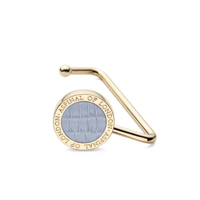 Aspinal Of London Purse Hook In Deep Shine Sky Blue Small Croc In Pattern