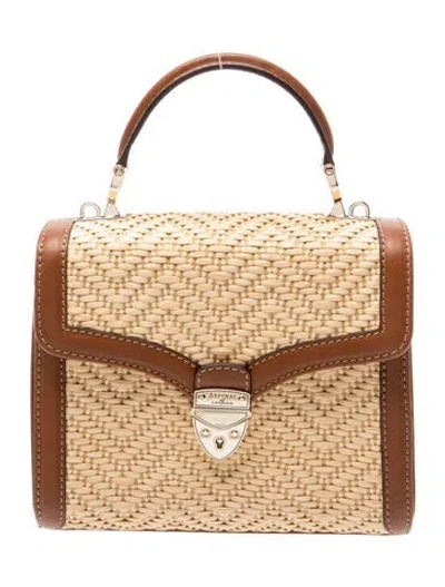 Pre-owned Aspinal Of London Raffia Top Handle Bag In Neutrals