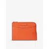 Aspinal Of London Orange Logo-embossed Zip-fastened Pebble-leather Travel Wallet In Orange