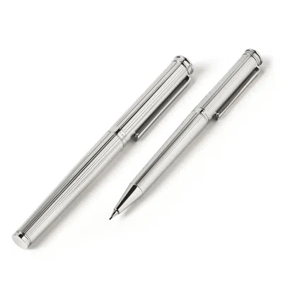 Aspinal Of London Regent Pen & Pencil Set In Silver