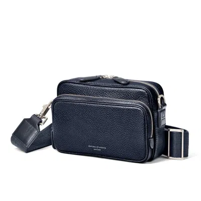 Aspinal Of London Reporter East West Messenger Bag In Blue