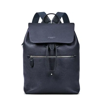 Aspinal Of London Reporter Leather Backpack In Blue