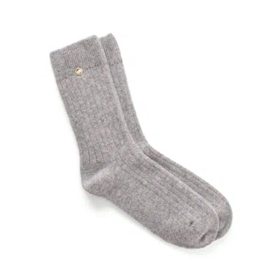 Aspinal Of London Rib Knit Cashmere Socks In Gray