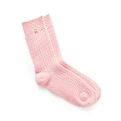 Aspinal Of London Rib Knit Cashmere Socks In Pink