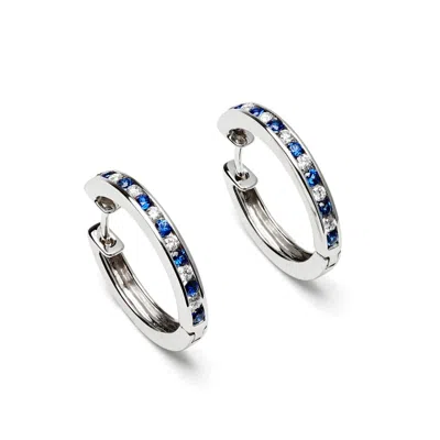 Aspinal Of London Sapphire & Diamond Hoop Earrings Set In Blue