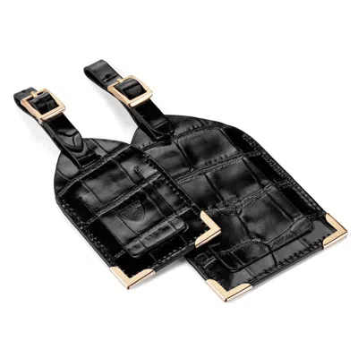 Aspinal Of London Set Of 2 Luggage Tags In Black
