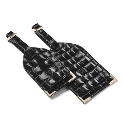 Aspinal Of London Set Of 2 Luggage Tags In Black