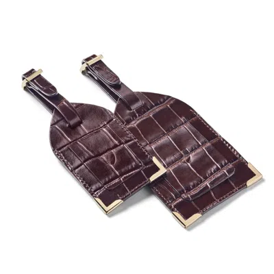 Aspinal Of London Set Of 2 Luggage Tags In Brown