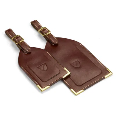 Aspinal Of London Set Of 2 Luggage Tags In Brown