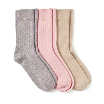 Aspinal Of London Set Of 3 Cashmere Socks In Multi