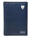 Aspinal Of London Shield-plaque Bi-fold Cardholder In Blue