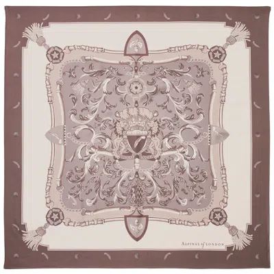 Aspinal Of London Signature Shield Silk Scarf In Brown