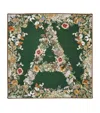 Aspinal Of London Silk Botanical 'a' Print Scarf In Green