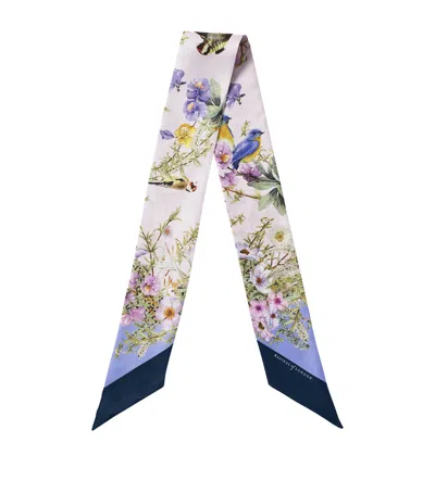 Aspinal Of London Silk Edwardian Garden Twilly In Blue