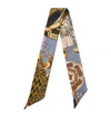 Aspinal Of London Silk Shield Skinny Scarf In Blue