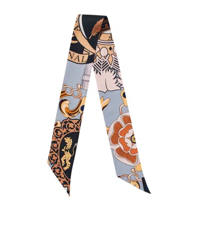 Aspinal Of London Silk Shield Skinny Scarf In Multi