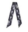 Aspinal Of London Silk Shield Skinny Scarf In Silver