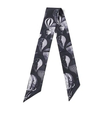 Aspinal Of London Silk Shield Skinny Scarf In Silver