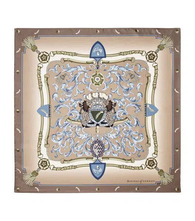 Aspinal Of London Silk Signature Printed Scarf In Brown