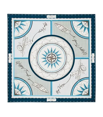 Aspinal Of London Silk Travel Scarf In Blue