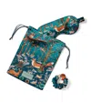 Aspinal Of London Silk Woodland Eyemask Travel Set In Blue