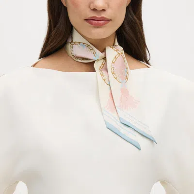 Aspinal Of London Skinny Silk Scarf In English Rose Pure Silk In Multi