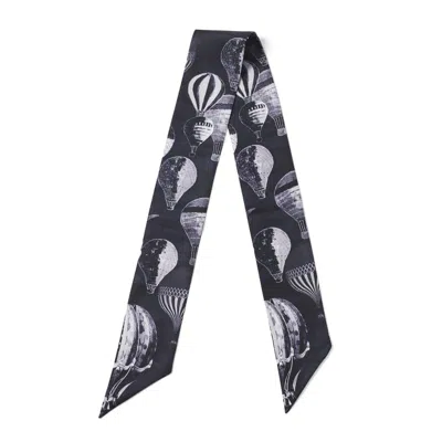 Aspinal Of London Skinny Silk Scarf In Blue