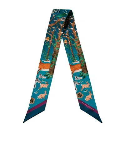 ASPINAL OF LONDON SKINNY SILK WOODLAND SCARF