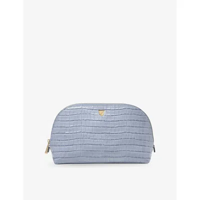 Aspinal Of London Classic Small Leather Cosmetic Case Skyblue In Blue