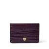 Aspinal Of London Leather Croc-embossed Slim Card Holder In Purple