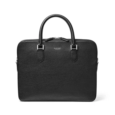 Aspinal Of London Slim Leather Briefcase Bag In Black