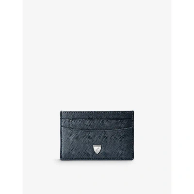 Aspinal Of London Slim Saffiano-leather Credit Card Holder In Blue