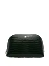 Aspinal Of London Small Croc-effect Makeup Bag In Green