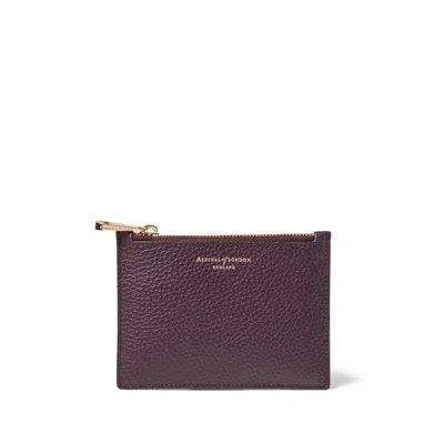 Aspinal Of London Small Essential Flat Pouch In Fig Pebble In Pink