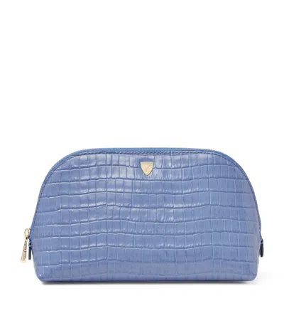 Aspinal Of London Small Leather Cosmetic Case In Blue
