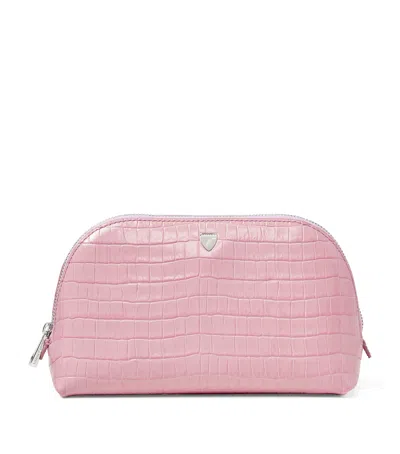Aspinal Of London Small Leather Cosmetic Case In Purple