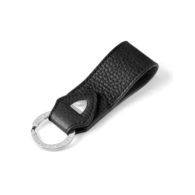 Aspinal Of London Small Leather Loop Keyring In Black