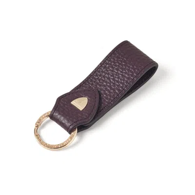 Aspinal Of London Small Leather Loop Keyring In Purple