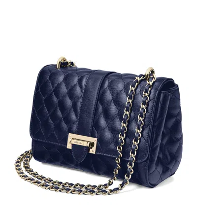 Aspinal Of London Womens Navy Lottie Branded-hardware Quilted Leather Shoulder Bag