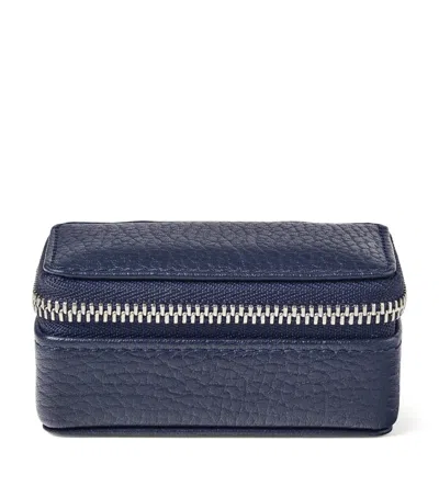 Aspinal Of London Small Leather Travel Jewellery Case In Blue