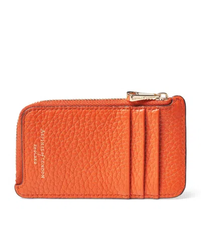 Aspinal Of London Small Leather Zipped Card Holder In Orange
