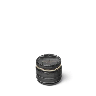 Aspinal Of London Small Round Jewellery Box In Black